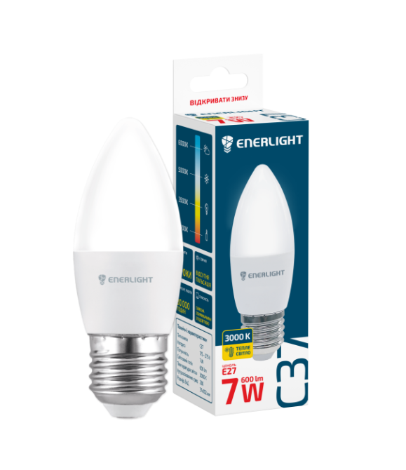 Лампа світлодіодна ENERLIGHT С37 7Вт 3000K E27 Рівне - фото 1