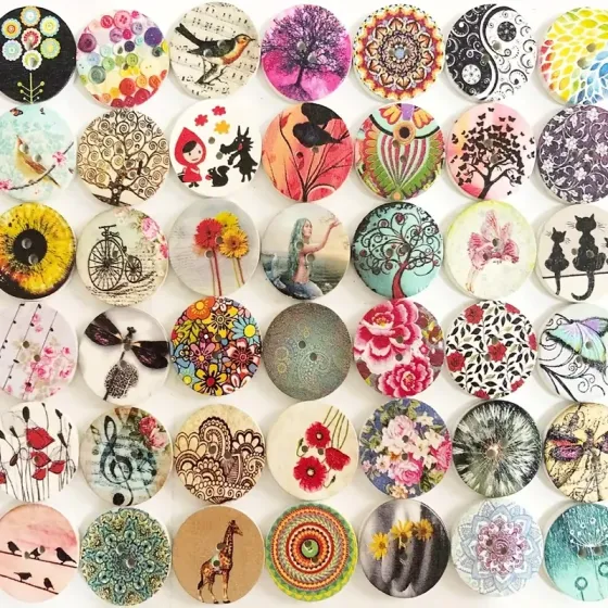 Набір дерев’яних ґудзиків 50 шт – різні розміри й кольори для шиття та декору Київ