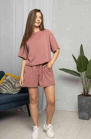 Стильний легкий костюм у рубчик Пудровий 42/44 Харків