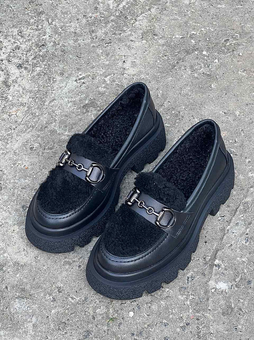 Arcoboletto Туфлі жіночі Arcoboletto чорні натуральна шкіра зима євро-хутро 36р.(5278) Коломия - фото 1