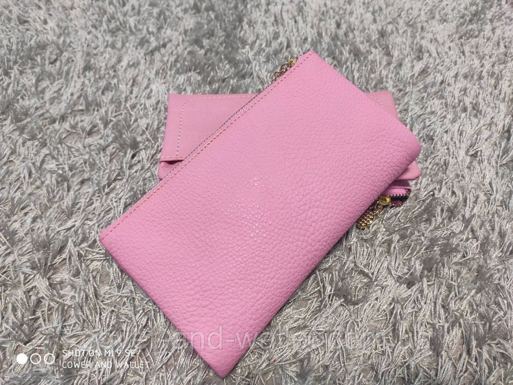 Гарний рожевий жіночий шкіряний гаманець на кнопці та змійці Guxilai Київ - фото 8