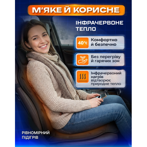 Накидка на сидіння H 23014 BK з підігрівом та перемикачем (100x50см) Харків