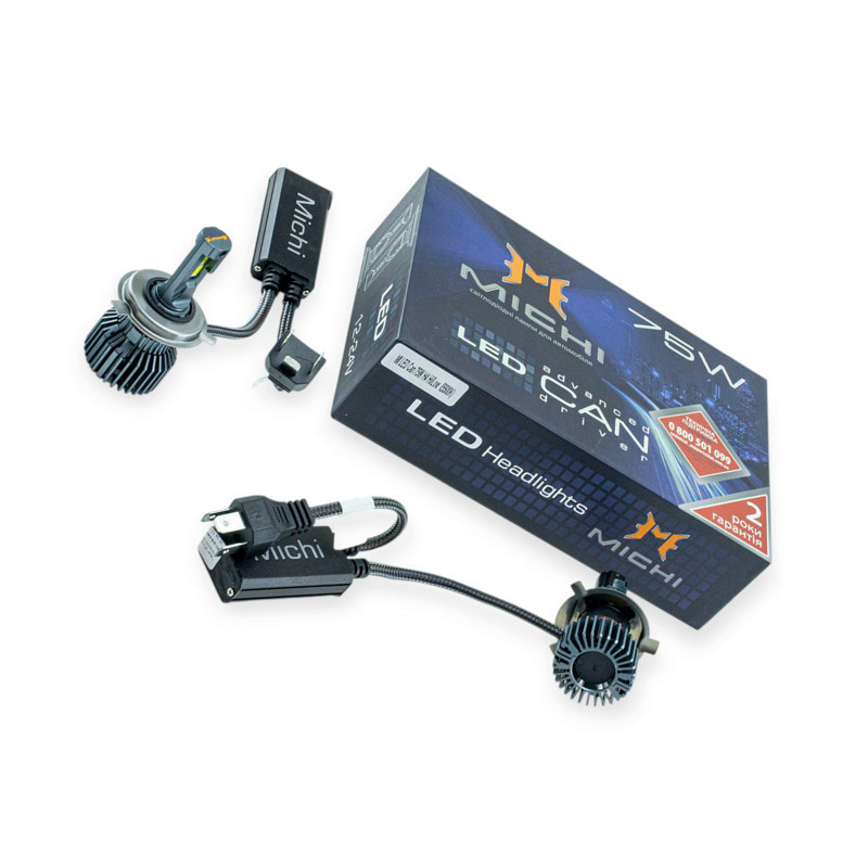 Автолампа H4 12V-24V MICHI Can 75W 5500K 5300L радиатор с вентилятором LED Мукачево - изображение 1