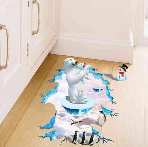 Наклейка на пол 3d Арктика 90 на 60 см разноцветный Киев