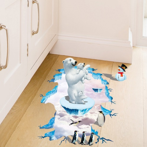 Наклейка на пол 3d Арктика 90 на 60 см разноцветный Киев - изображение 2