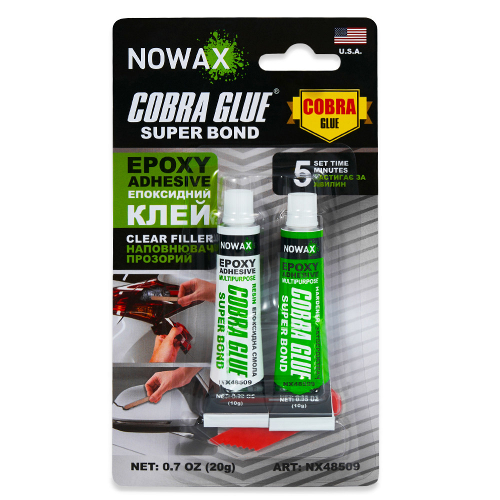 Клей эпоксидный Nowax двухкомпонентный прозрачный 20г Львов - изображение 1