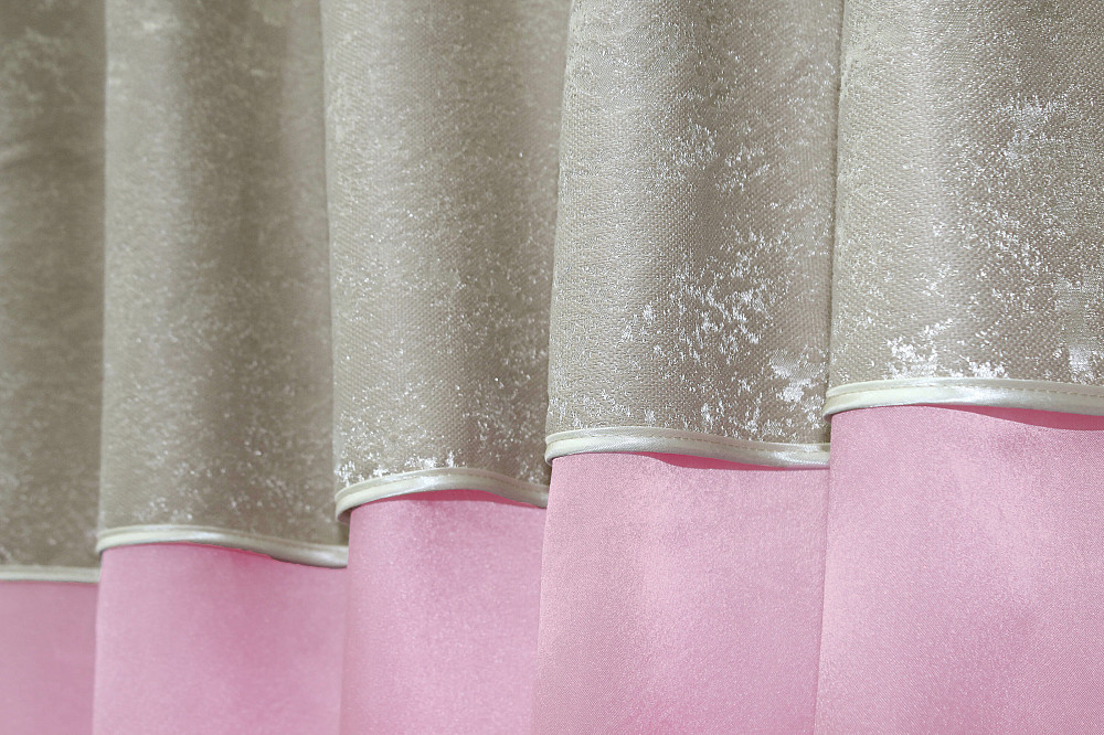 Кухонные шторы VR-Textil № 073к с ламбрекеном и подхватами розовый со светло-бежевым 270х170 см (52-0294) Киев - изображение 5