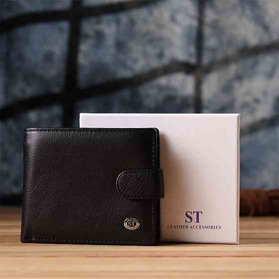 Классический мужской бумажник горизонтального формата из натуральной кожи ST Leather 23094 Черный Киев