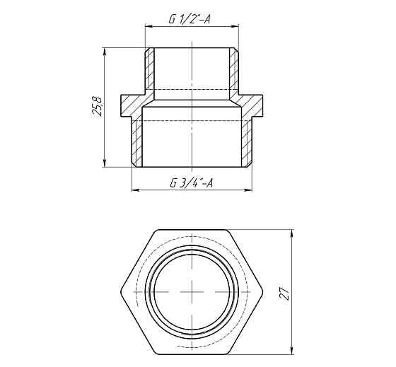 Ніпель редукційний 3/4″х1/2″ЗЗ латунний LN432S OPTIMUM Тернополь