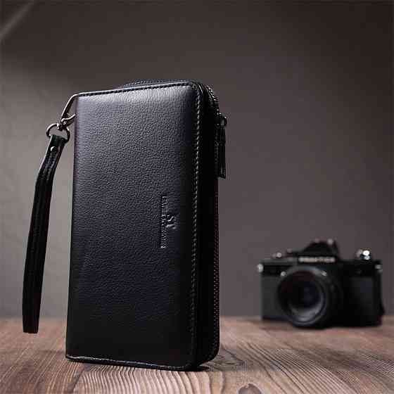 Мужской клатч с блоком для карт из натуральной кожи ST Leather 22694 Черный Киев