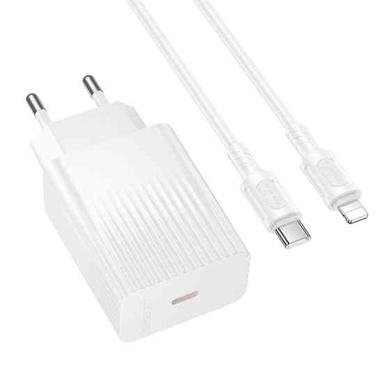Мережевий зарядний пристрій з кабелем BOROFONE BAS73A Source single port PD20W charger set (C to iP) (EU) White Одеса
