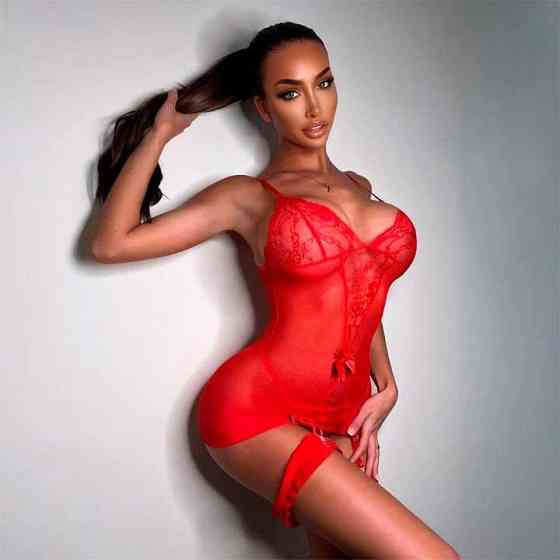 Коротенький пеньюар із підв'язками для панчіх червоний XS-S — Еротична білизна Вінниця