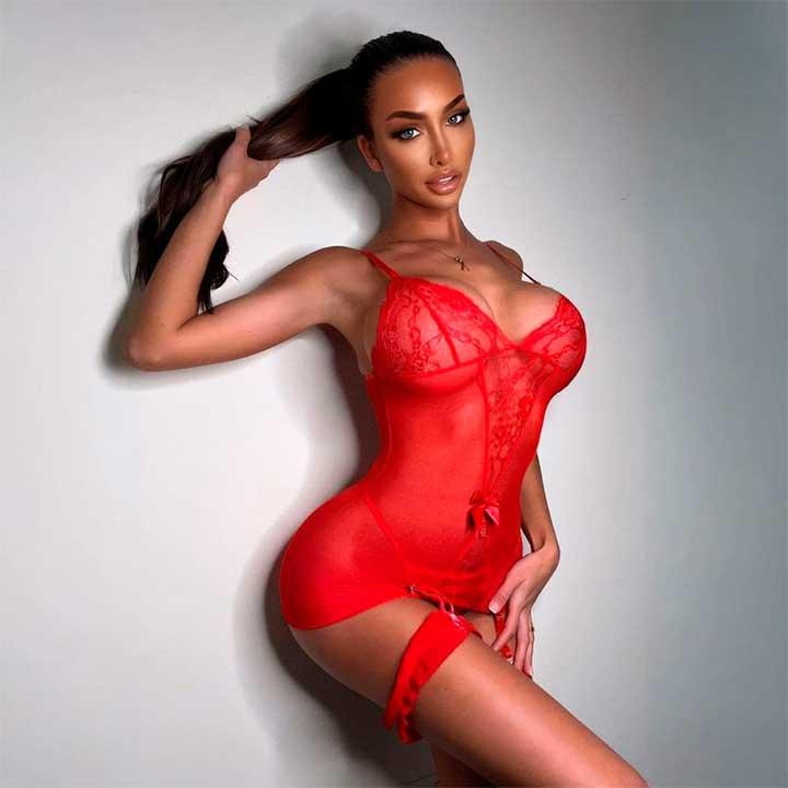 Коротенький пеньюар с подвязками для чулок красный XS-S – Эротическое бельё Винница - изображение 1