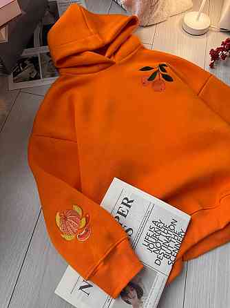 Женская стильная теплая худи с вышивкой турецкая трехнить на флисе пенье Одесса