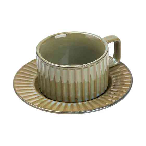 Изумрудная фарфоровая чашка с блюдцем 250 мл Киев