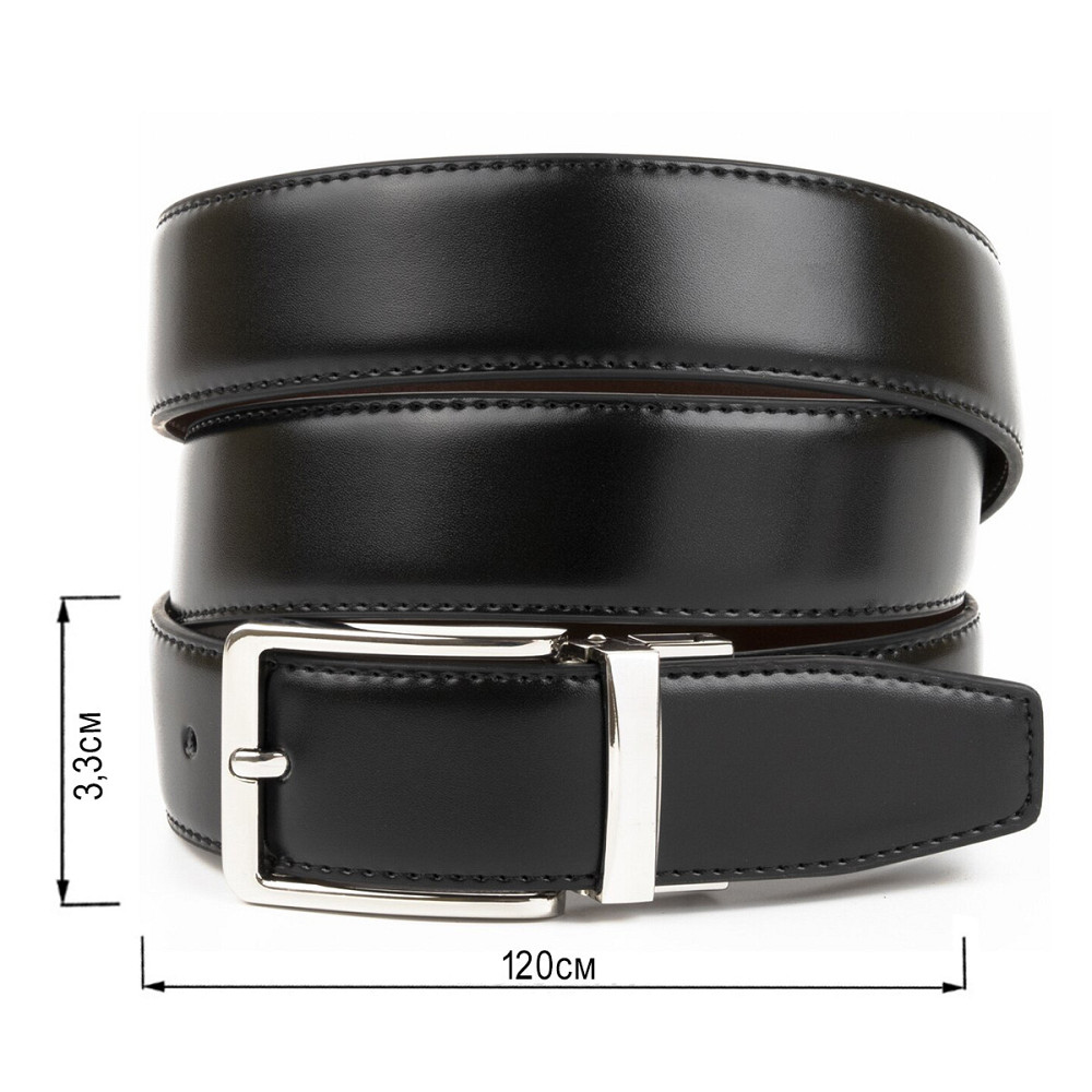 Ремінь чоловічий двосторонній механіка Vintage 20224 Чорний Київ - фото 3