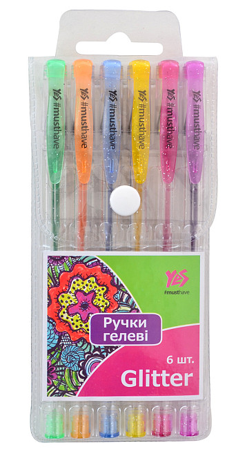 Набір ручок гелевих 6кол 