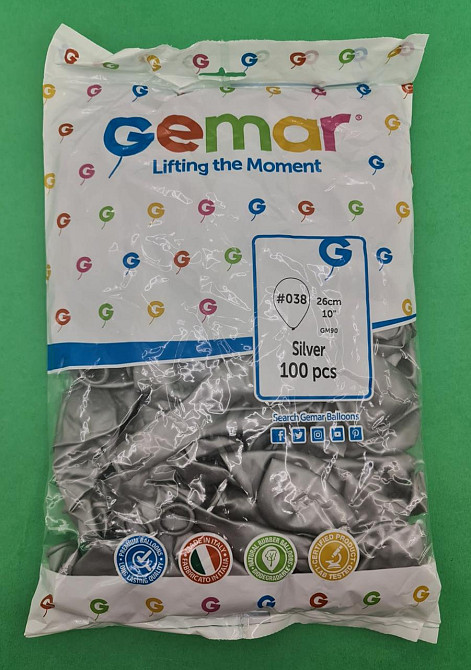 Повітряні кулі сталевий металік 10" (25 см) Gemar 100 шт (1 пач.) Харків - фото 1