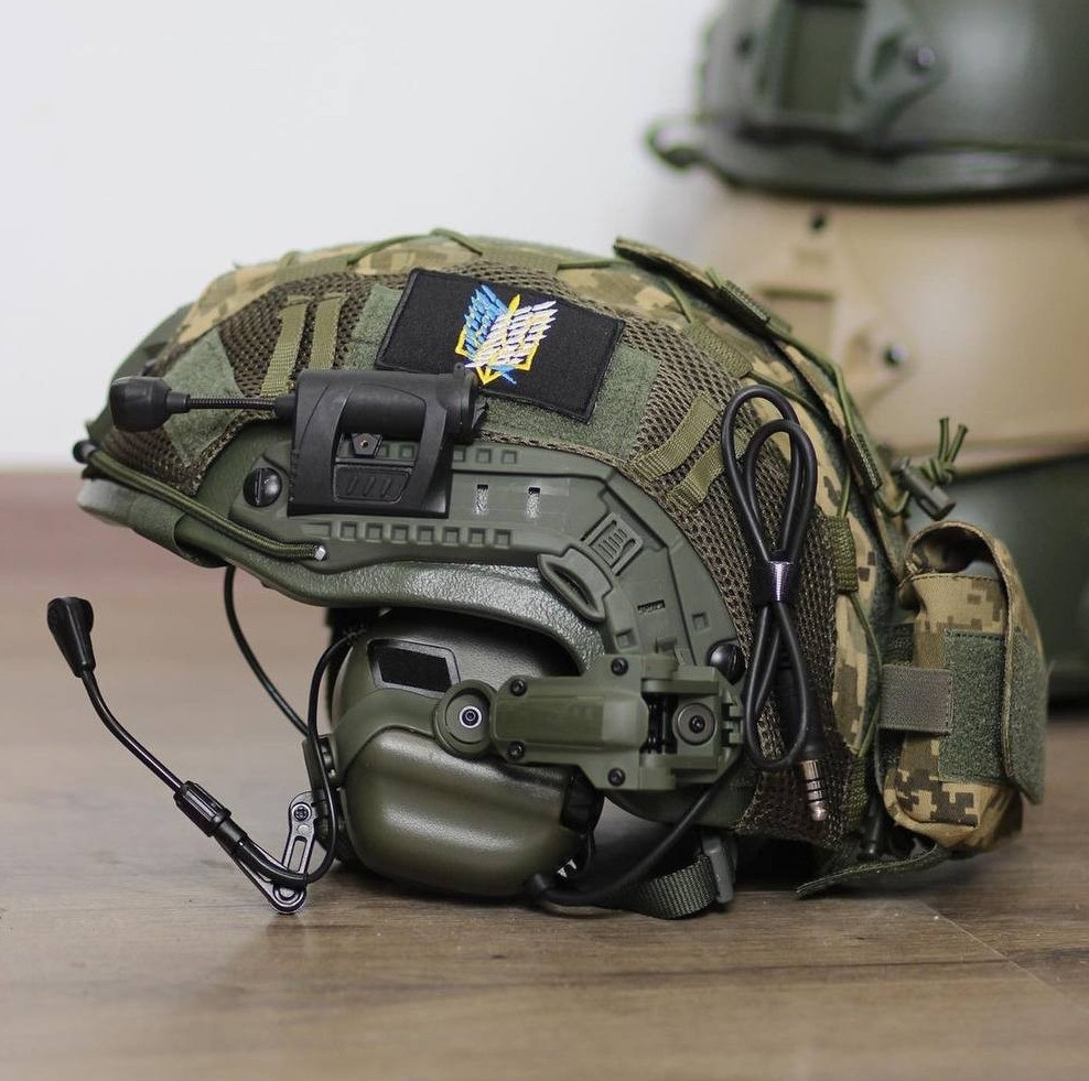 Тактичний комплект шолом Fast з кавером + навушники Earmor М32 + кріплення чебурашка + противага (Оливковий) S Київ - фото 3