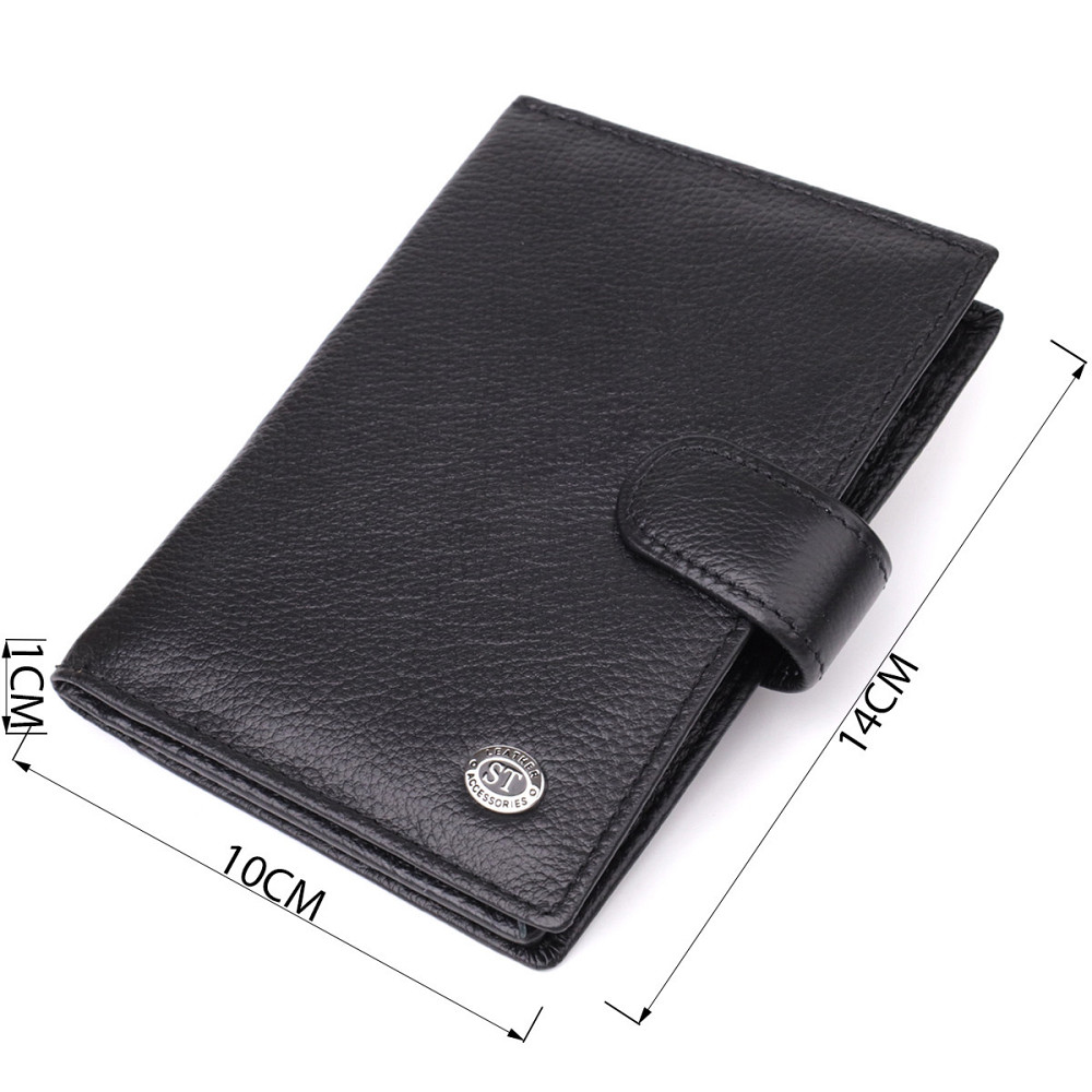 Вместительная обложка на документы унисекс из натуральной кожи ST Leather 23116 Черный Киев - изображение 3
