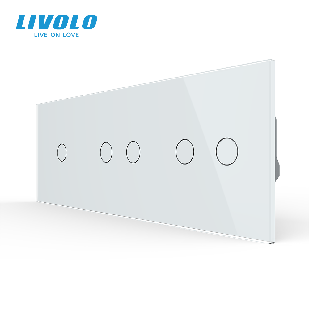 LIVOLO Сенсорний вимикач 5 сенсорів (1-2-2) Livolo білий скло (VL-C701/C702/C702-11) Коломия - фото 5