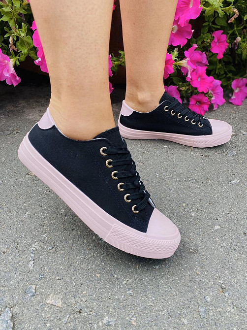 Кеди жіночі AB-133 чорно/рожевий (весна-осінь, тканина) (2413) 40 Коломия - фото 1