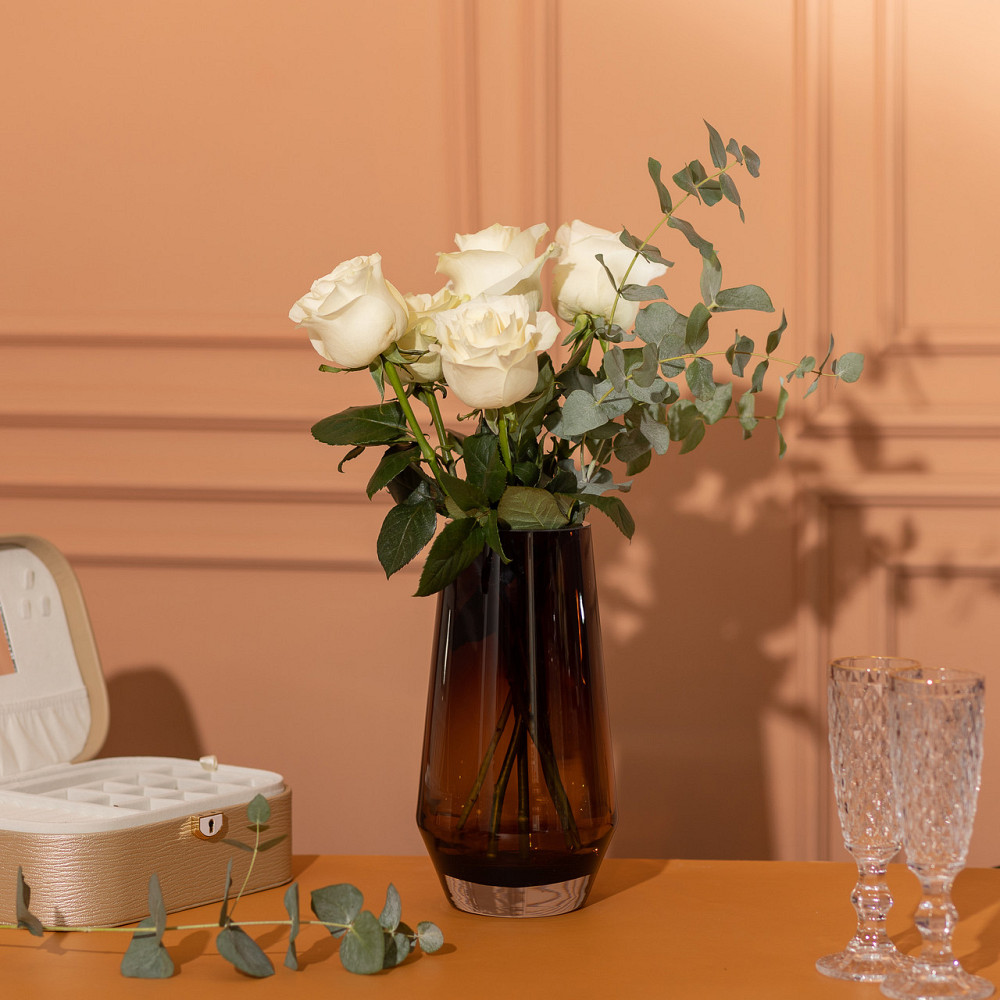 Ваза для квітів скляна 26 см скляна з кольорового скла 2.2 л Коричнева HP-10-27 Коломия - фото 3