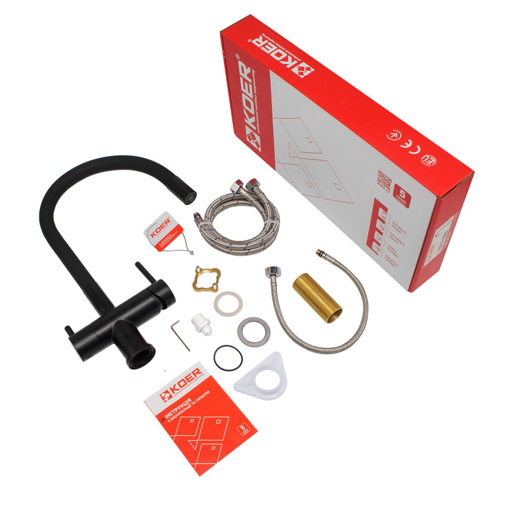 Кухонный смеситель KOER KB-72002-05 с силиконовым изливом и выходом для питьевой воды (KR3384) Харьков - изображение 6