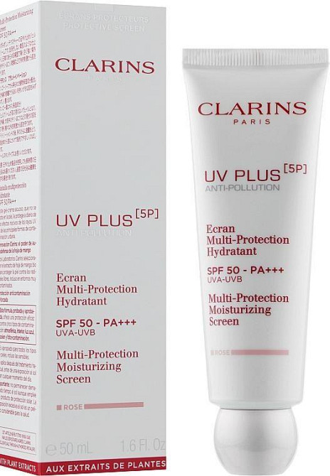 Увлажняющий защитный флюид-экран для лица Clarins UV Plus [5P] Anti-Pollution SPF 50 Rose Славянск - изображение 1
