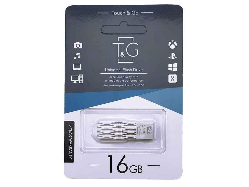 Флешка USB 16GB 2.0 103 metal Series серебряная ТМ TG Киев - изображение 1