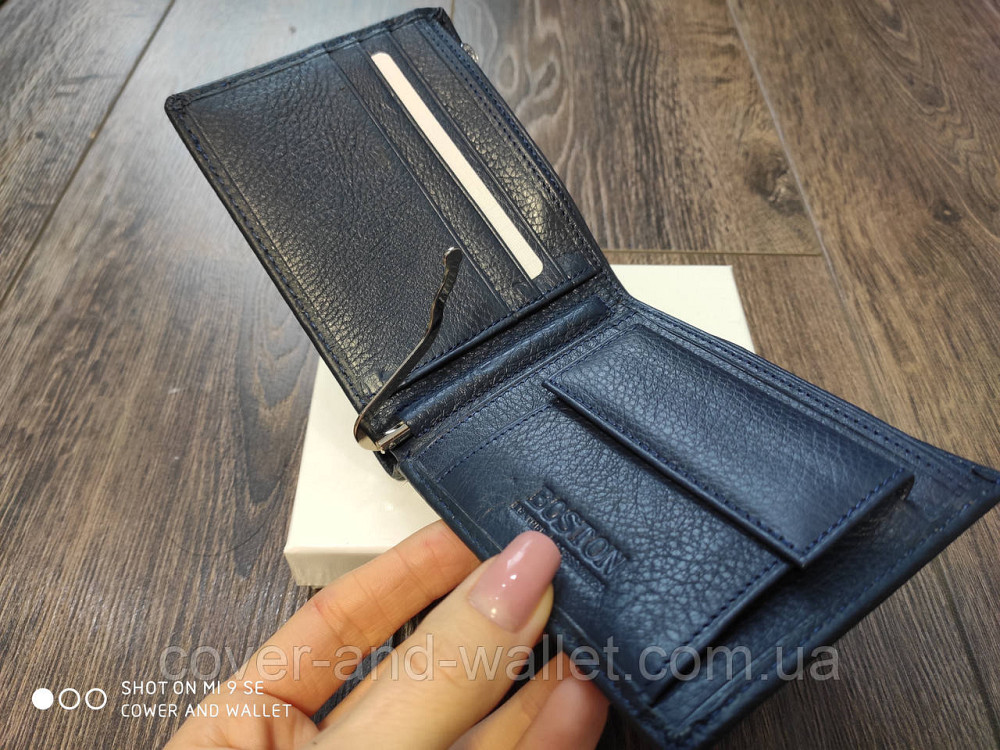 Модний чоловічий шкіряний гаманець із затиском для купюр Boston Київ - фото 6