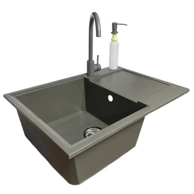 Мойка кухонная Adamant Horizon Medium сірий + змішувач та дозатор (4824296104504) Винница - изображение 1