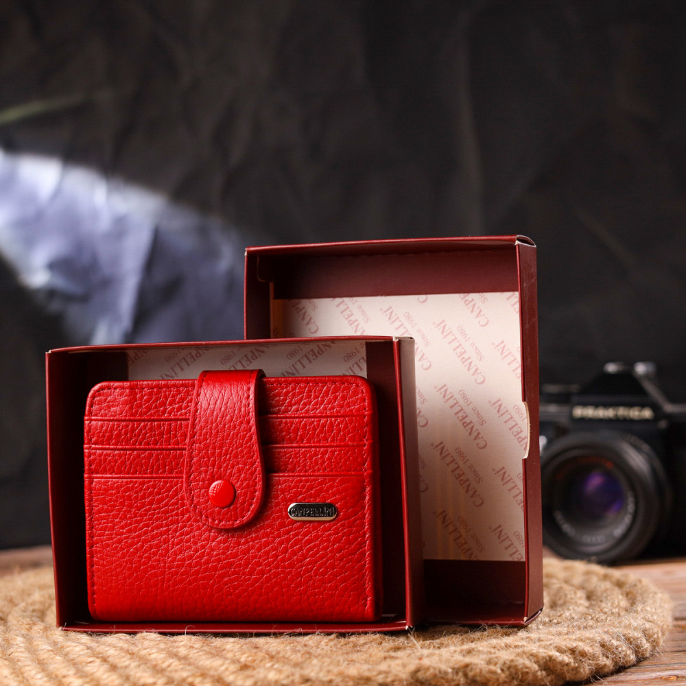 Яркий женский кошелек из натуральной зернистой кожи CANPELLINI 21690 Красный Киев - изображение 1