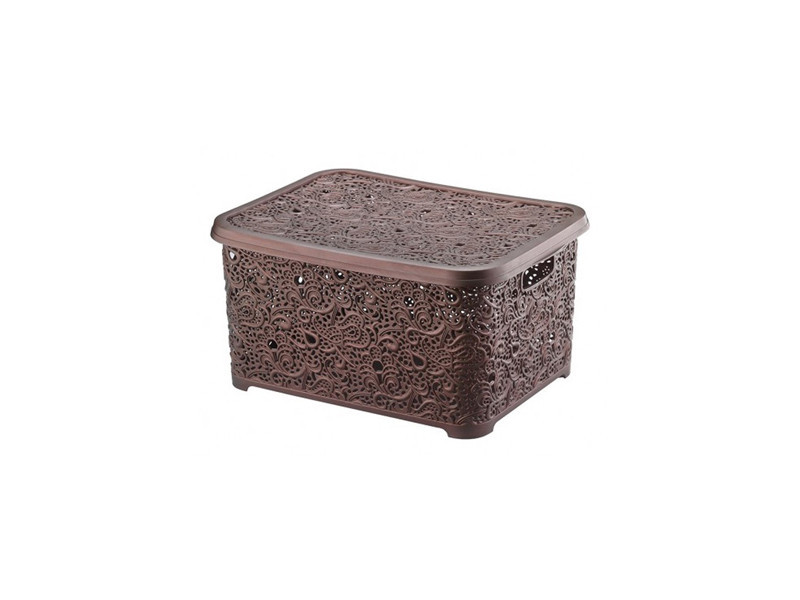 Кошик з кришкою ажурний, Efe plastics 6 л, коричневий Одеса - фото 1