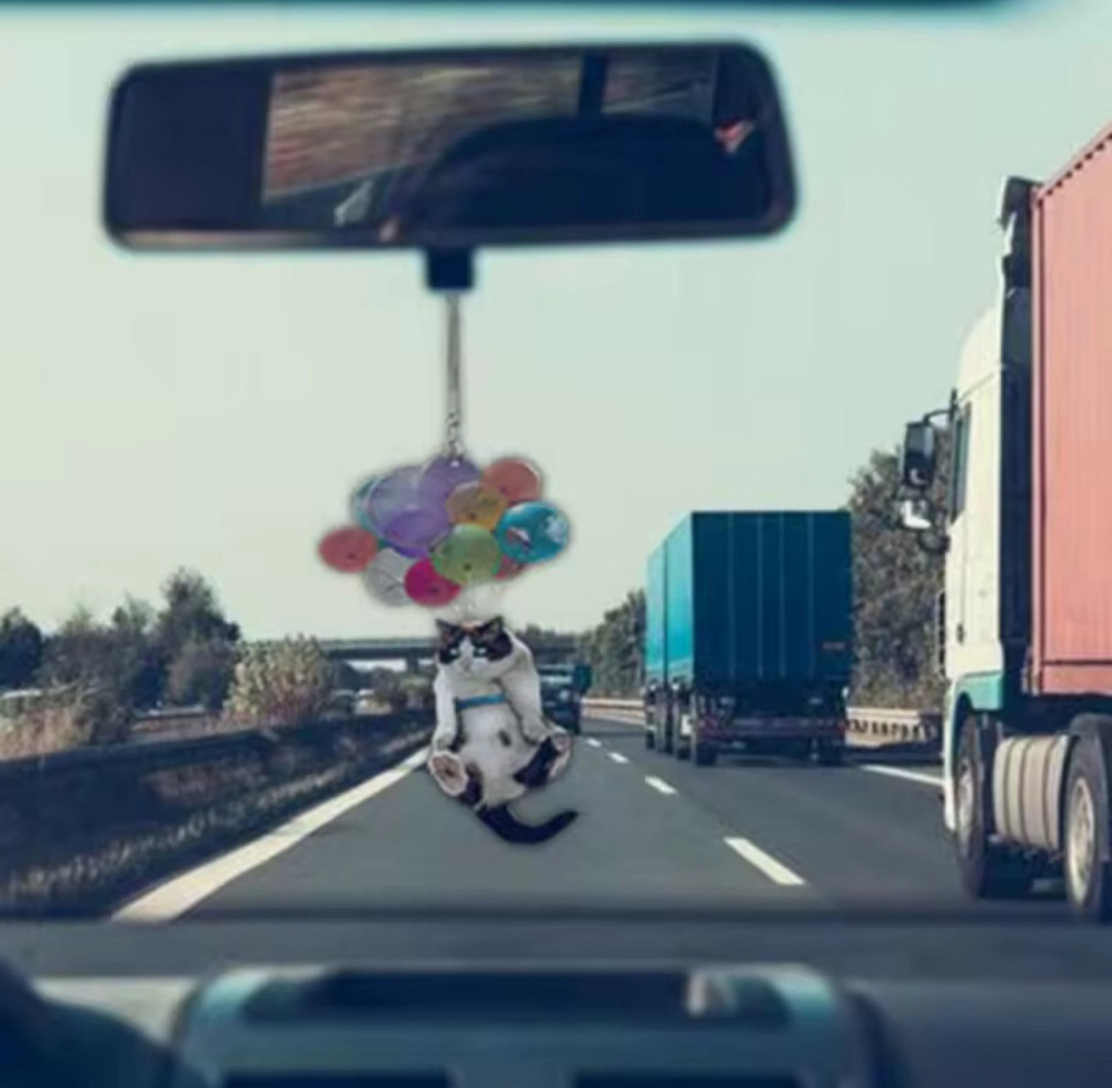 Подвеска в автомобиль на зеркало заднего вида котик на воздушных шарах 10 см разноцветный Киев - изображение 4