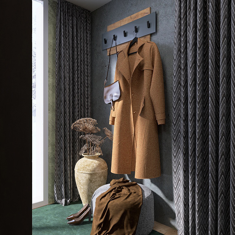 Вешалка настенная Эверест Нордик-800 80х3х36 см Графит + Дуб крафт золотой (DTM-5520) Львов - изображение 3