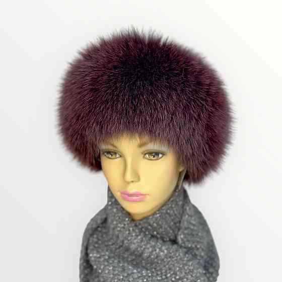 Хутряна пов'язка на голову жіноча з песця Бордовий Харків