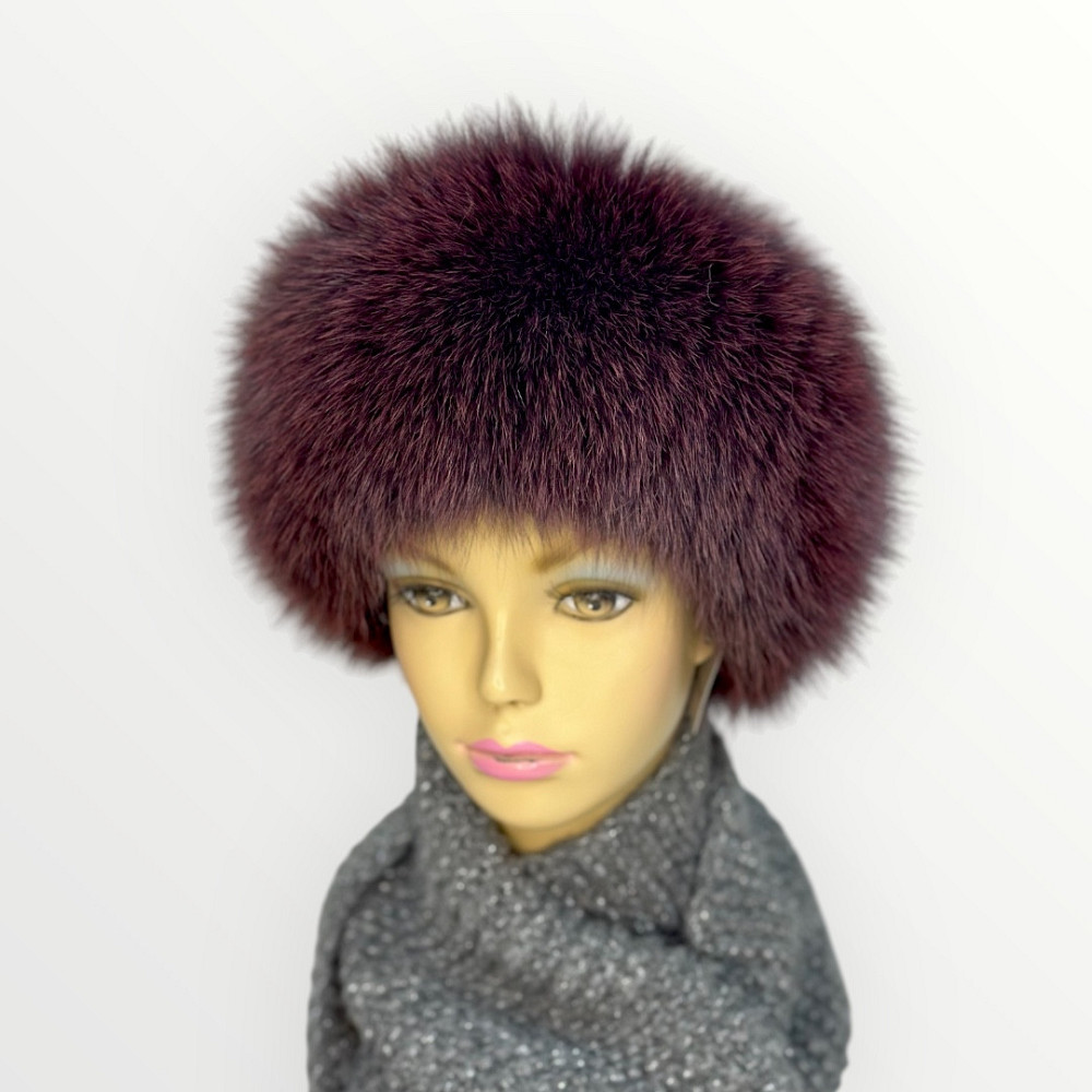 Хутряна пов'язка на голову жіноча з песця Бордовий Харків - фото 1