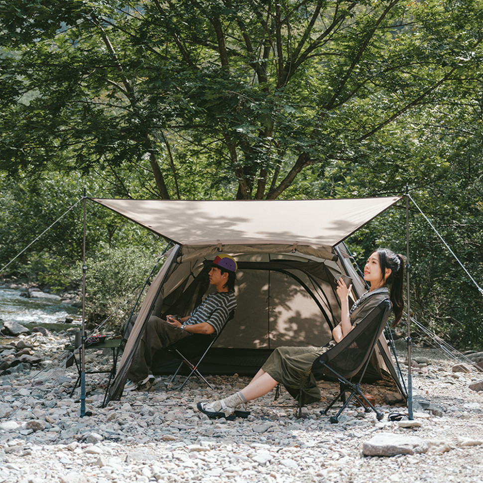 Палатка двухместная с большим тамбуром и навесом Naturehike Shandi CNK2300ZP017, серая Киев - изображение 5