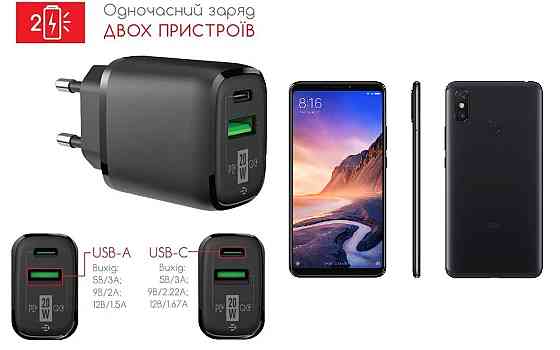 Сетевое зарядное устройство для Xiaomi Mi Max 3, 20W 3A, Quick Charge 3.0 Киев