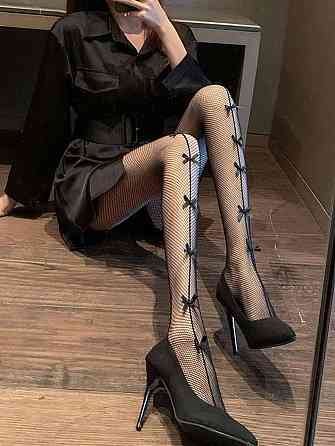 Женские черные колготки - сеточка с отделкой Черный 2 Одесса