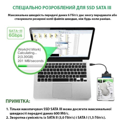 Адаптер USB3.0 Type-A/C HDD 2,5&quot; SATA II/III / SSD Dynamode (DM-AD-SATA-U3) Вінниця - фото 10