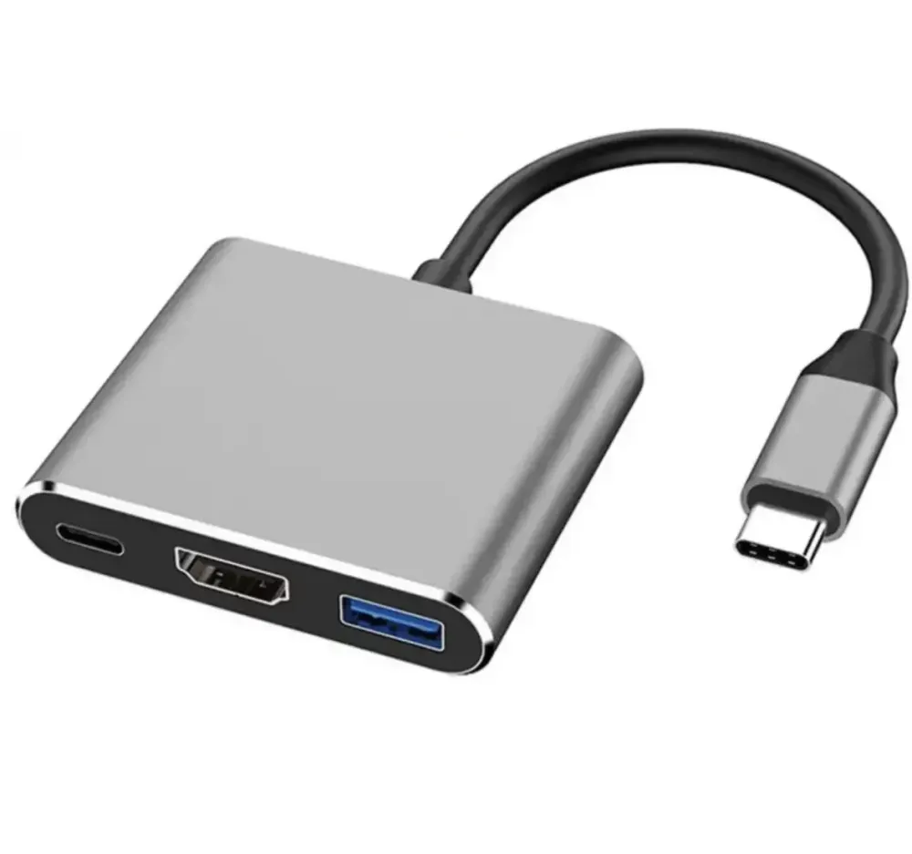 Перехідник адаптер 3в1 із Type-C на HDMI, USB, USB-C / Конвертер Full HD, 1080p, 4K, 2K, UHD Запоріжжя - фото 2