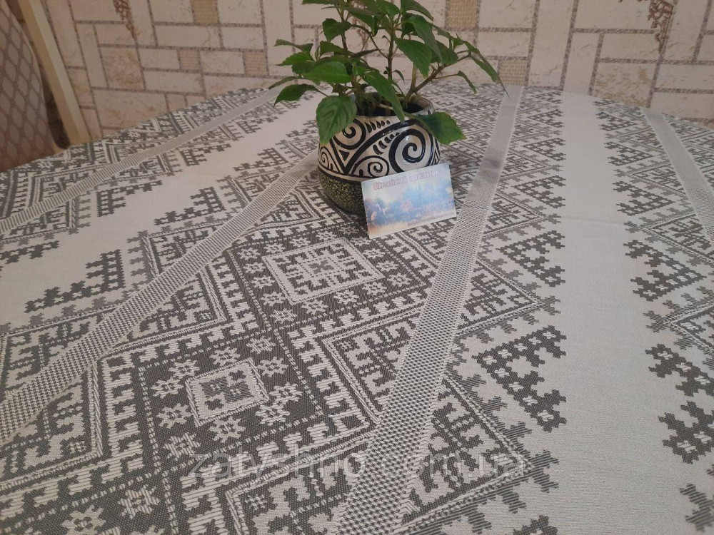 Вишита скатертина сіра вишивка Київ - фото 6