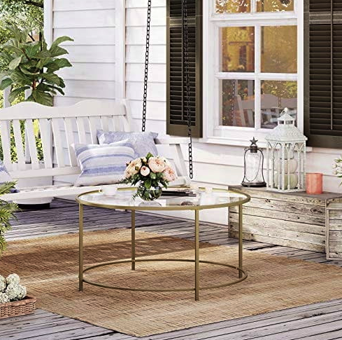 Журнальний столик Leobert Oskar круглий з скляною стільницею золото Киев - изображение 7