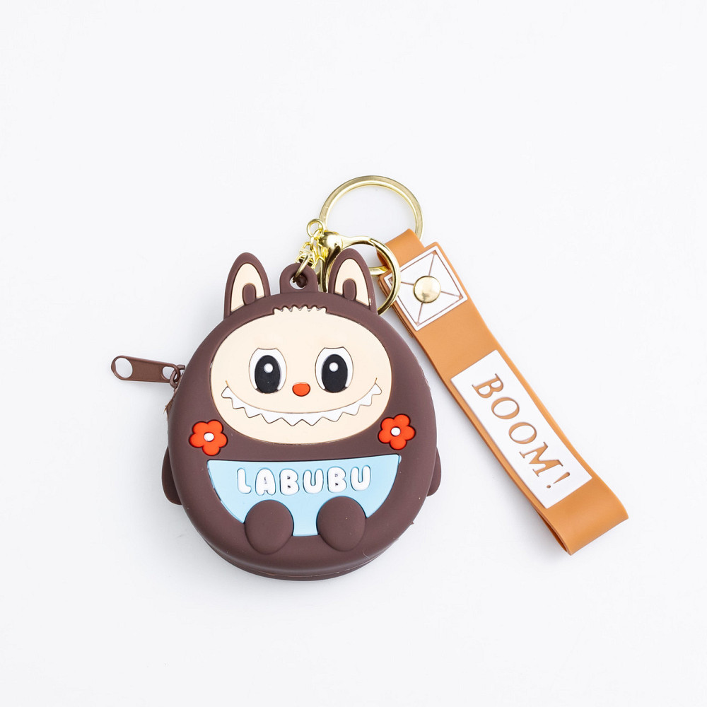 Дитячий гаманець-брелок Лабубу 7,5×7×2,5 (см з ремінцем і карабіном Коричневий HP-55-15B Київ - фото 1