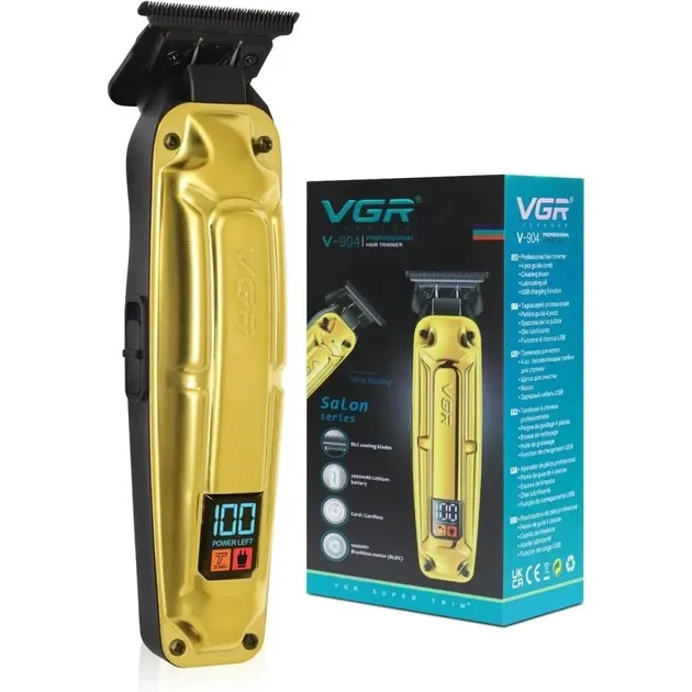 Машинка для стрижки волосся VGR V-904, бездротова, LED-дисплей, леза нержавіюча сталь, 4 насадки Одеса - фото 2