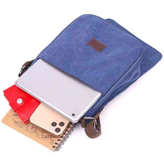 Цікава чоловіча сумка з текстилю Синя (Vintage) Київ