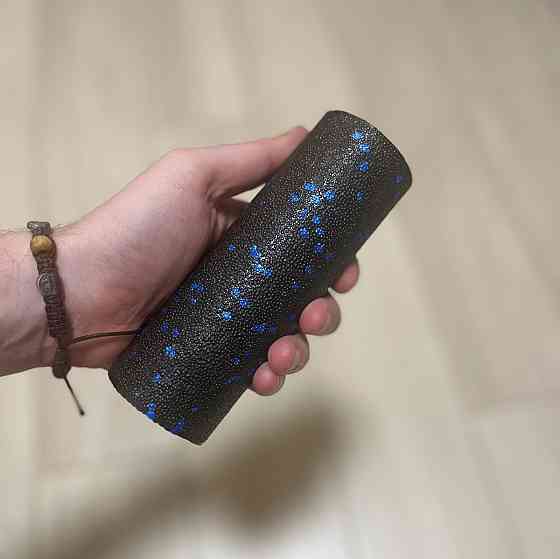 Массажный ролик, валик для массажа спины (массажер для спины, шеи, ног) PowerPlay Mini Roller Черно/Синий Киев