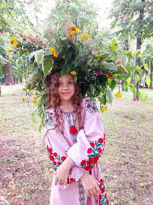 Дитяче вишите плаття натуральне полотно "Квіті Прагі" р.140-146 Кривий Ріг - фото 3